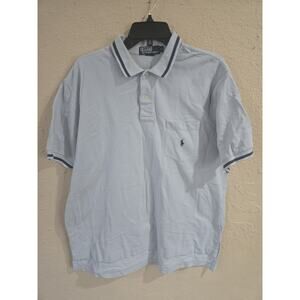 Vintage Polo Ralph Lauren Polo Shirt, Front Pocket Short Sleeve, Light Blue, L